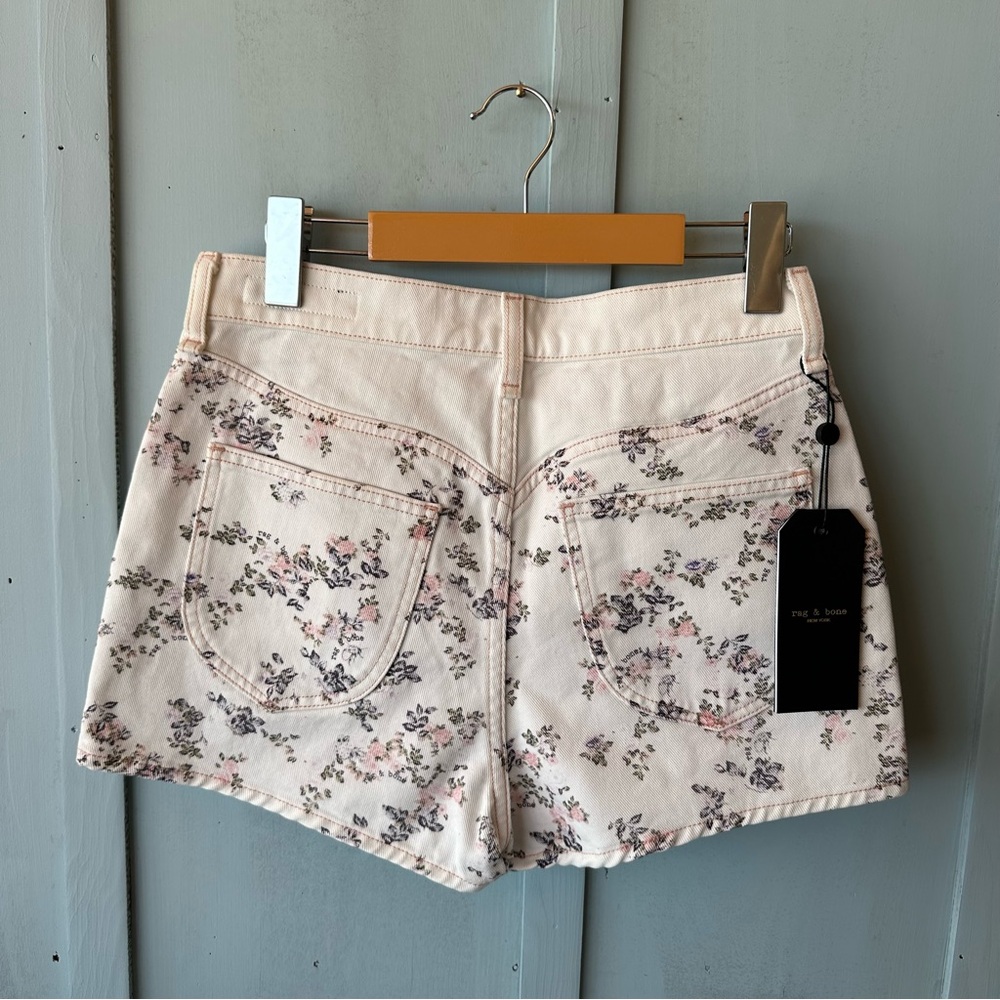 NWT RAG & BONE Ellie Micro Floral Off White Denim Shorts Size 26 $185 Retail - Picture 9 of 12
